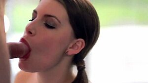 Beautiful babe sucks it down deep in throat