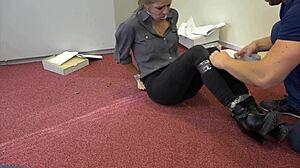 teen violet haze plays real estate agent, gets bound in bondage with choking and deepthroat