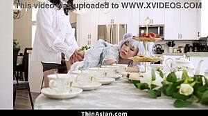 lucky guy tastes asian teen's tight pussy treat eagerly