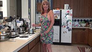 Mature Housewife Raehart Enjoys Kitchen Pleasures