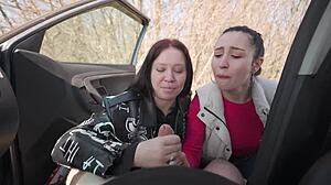 Public blowjob turn by turn during the car trip