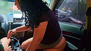 Sucking In The Car On The Streets Of Medellin Milf Deisyyeraldine Swallowing The Uber Drivers Cum Blowjob For The Taxi Driver On The Road