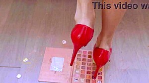 Crush Foundation And Eye Shadow With Red High Heels!