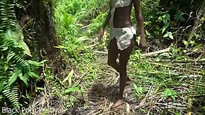 Skinny African Tribe Woman Working Outdoors