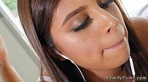 step dad feels excitement with step daughter's strapon first time