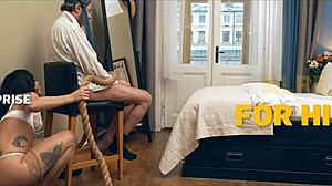 Latina wife fucks stranger for dirty hubby gift!