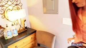 Skinny Nerdy Redhead Olivia X Feels Deep Pleasure In Her Pussy