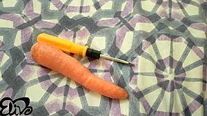 exploring intimate uses for a carrot and screwdriver in this amateur video.