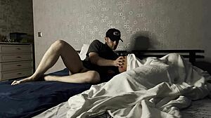 Brothers prank stepsister by jerking off her pussy and framing her ass