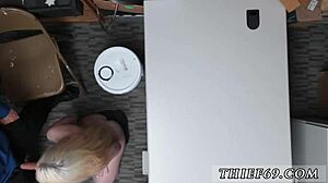 I compiled teen eye rolling moments from attempted theft scenes. the petite blonde in uniform reacts wildly.