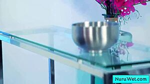 Sexy Blonde Teen Masseuse Fucked by Muscular Client for Nasty Creampie