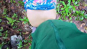 Hey, that Thai girl in the forest stopped for a quick fuck before mushroom picking, moaning loudly!