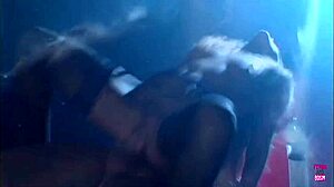 stunning babe in stockings gives a blowjob and is more than satisfied by a guy