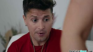 Teen blondie sucks dick and gets fucked doggy style with huge booty