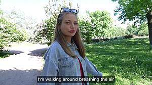 hey, cute blondie, let's turn this park casting into a steamy fuck