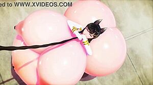 girl inflated like balloon in femdom play