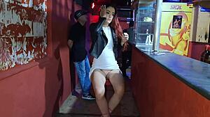 Wife Flashes Without Panties In Bar And Gets Fucked Hard By Well-Endowed Stranger In Bathroom