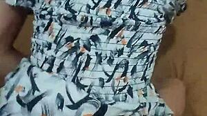 Young wife in short dress cheats on husband with neighbor's passionate touch