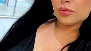 Peruvian milf Angel Lima masturbates outdoors in shopping mall with anal plug