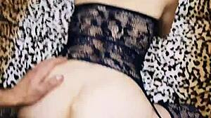 Couple films video with wife in stockings