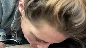 Hooker sucks off all the cum off a customers dick after a blowjob