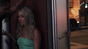 roughfucked babe getting banged by a dom stranger in public bondage