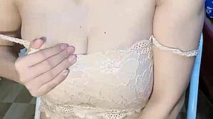 glassed vietnamese girl masturbates