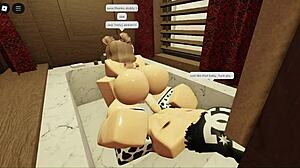 Brunette's Fat Ass Sucks and Fucks in Bathtub