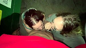 three desperate sluts were sucking a big black dick by the dumpster outside