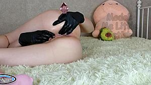 Pissing in fetish latex gloves stepsister butt plug in ass masturbation big clitoris