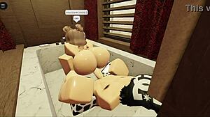 Brunette's Fat Ass Sucks and Fucks in Bathtub