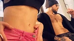 Hot pornstar Sasha Rose dances a seductive striptease outdoors