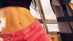 Hot pornstar Sasha Rose dances a seductive striptease outdoors