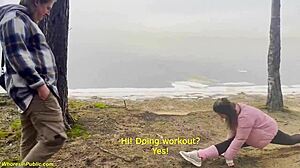 Flexible girl gets banged in public forest