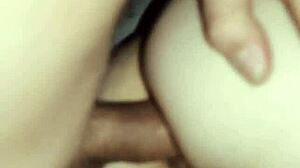 Close-up view of sphincter stretching during anal sex.