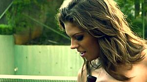 Slim teen intensely masturbates her hairy pussy alone at home