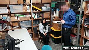 Foreign busty teen 18+ shoplifter ella knox get rough fucked in a guards office