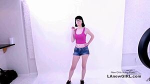 Beautiful brunette got seduced by the producer in a modeling audition?