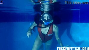 Helen star in sexy swimwear at night by the pool