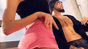 Hot pornstar Sasha Rose dances a seductive striptease outdoors