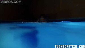 Helen star in sexy swimwear at night by the pool