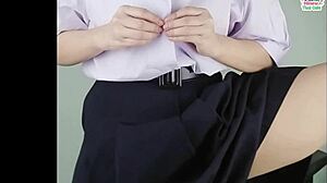 Thai Student Sets Camera, Uses Dildo to Fuck Pussy Hard