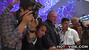 Public lesbian eurobabes engage in fingering and licking