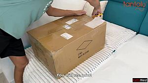 i invited the courier to fuck me with my new tantaly doll - double penetration