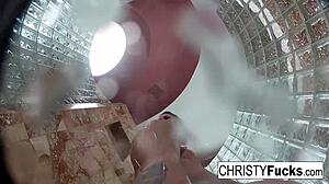 Hot shower behind-the-scenes fun with Christy and Dahlia