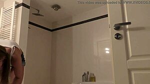 Amateur hidden bathroom voyeur of petite skinny young girl in homemade bath fantasy scene