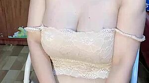 glassed vietnamese girl masturbates