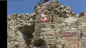 Coed Ana Fey Rubs Her Pussy Over Panties Where Anyone Can Watch Outdoors