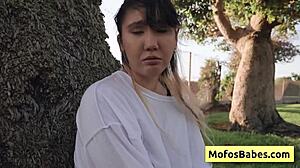 Does This Hot Asian Teen Dare Reveal Her Big Boobs Outdoors?