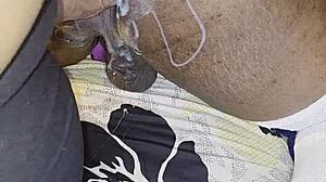 abw fucks shit outta husband with anal toys and cum covered humiliation